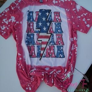 Mama 4th Of July Bleached Tee